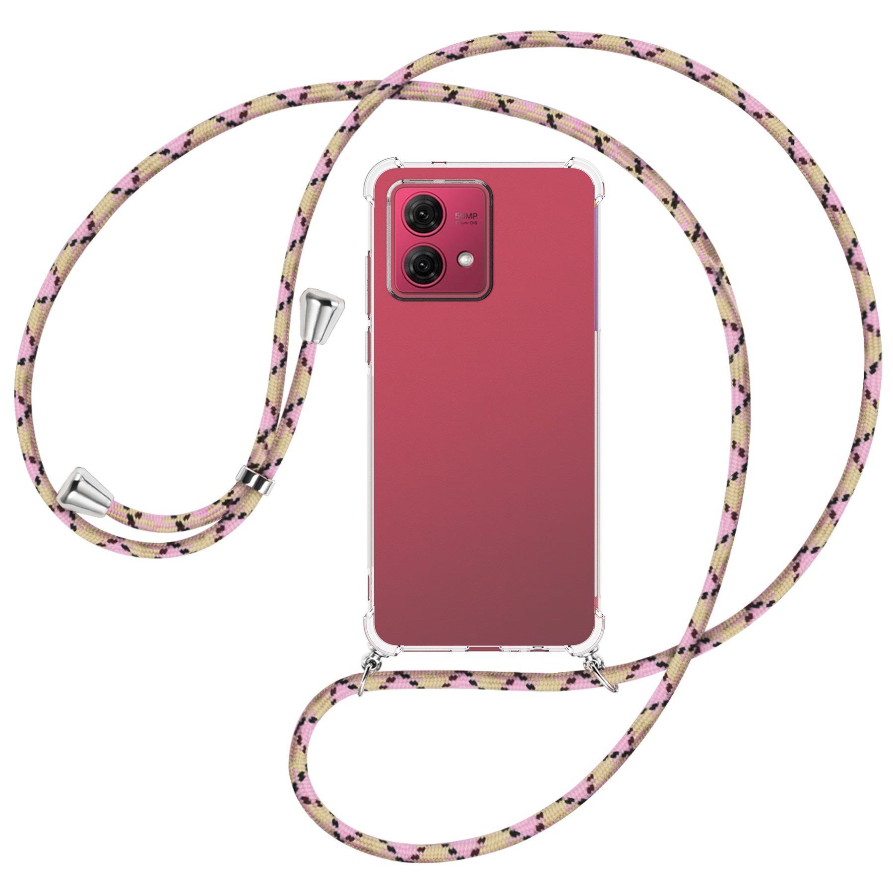 ISOI Handyhülle Mit Kette Für Motorola Moto G84 5G – Transparente Silikon-Hülle & Abnehmbarer Tragegurt
